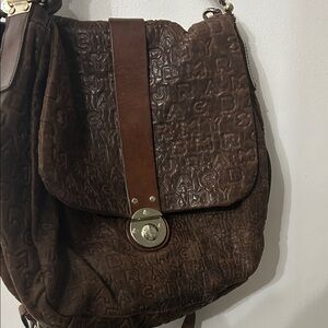 Brown Embossed Leather Shoulder Bag